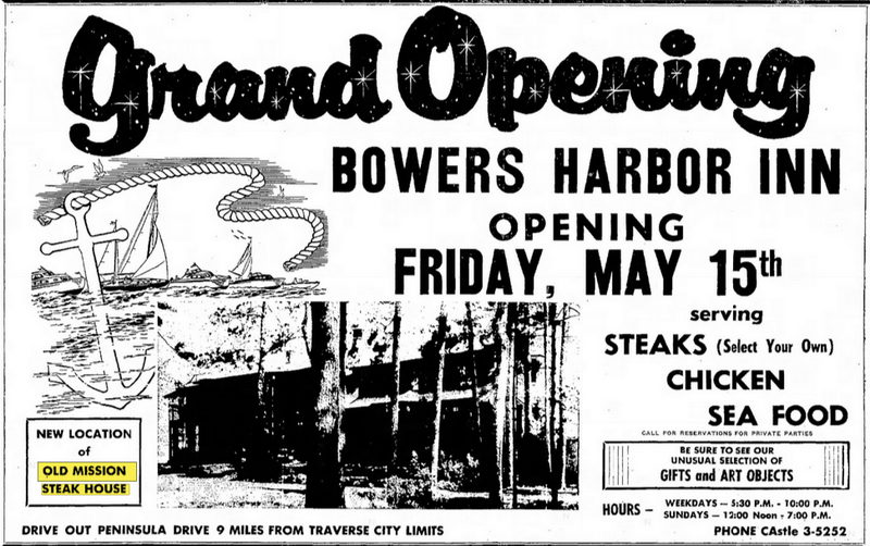 Peninsula Room (Bowers Harbor Inn) - May 1959 Grand Opening 1959